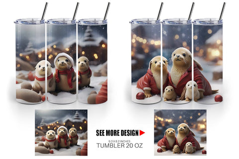 Tumbler Wrap Sea Lion Christmas Sublimation artnoy 