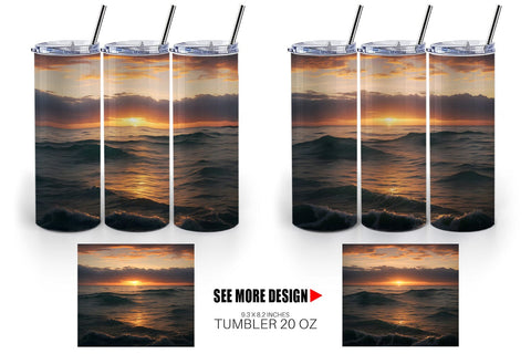Tumbler Wrap Sea Sunset Landscape Sublimation artnoy 