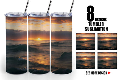 Tumbler Wrap Sea Sunset Landscape Sublimation artnoy 