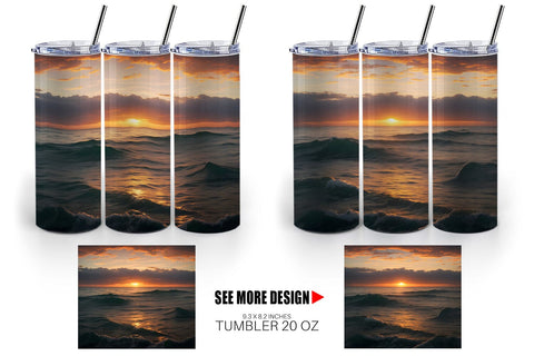 Tumbler Wrap Sea Sunset Landscape Sublimation artnoy 