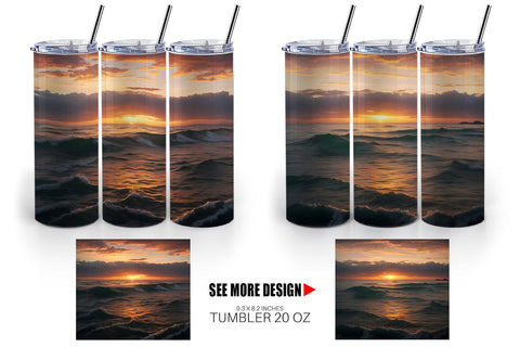 Tumbler Wrap Sea Sunset Landscape Sublimation artnoy 