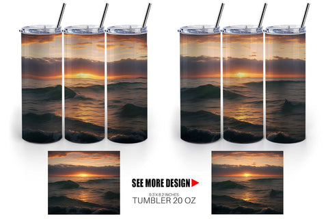 Tumbler Wrap Sea Sunset Landscape Sublimation artnoy 