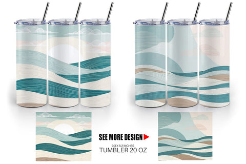 Tumbler Wrap Serene Line Landscape Sublimation artnoy 