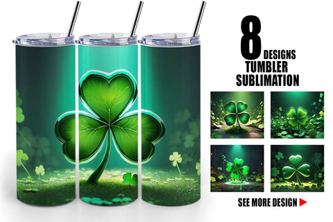Tumbler Wrap Shamrock Leaf Patrick Day Sublimation artnoy 