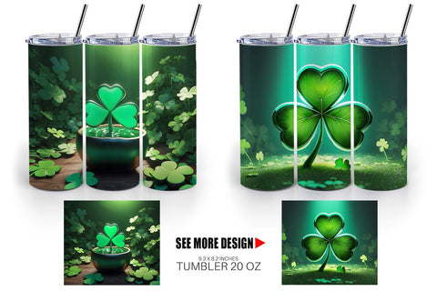 Tumbler Wrap Shamrock Leaf Patrick Day Sublimation artnoy 