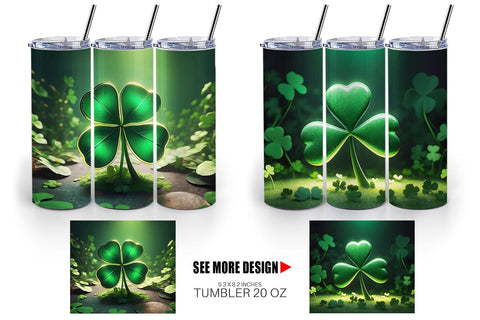 Tumbler Wrap Shamrock Leaf Patrick Day Sublimation artnoy 