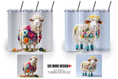 Tumbler Wrap Sheep Easter Embroidery Sublimation artnoy 
