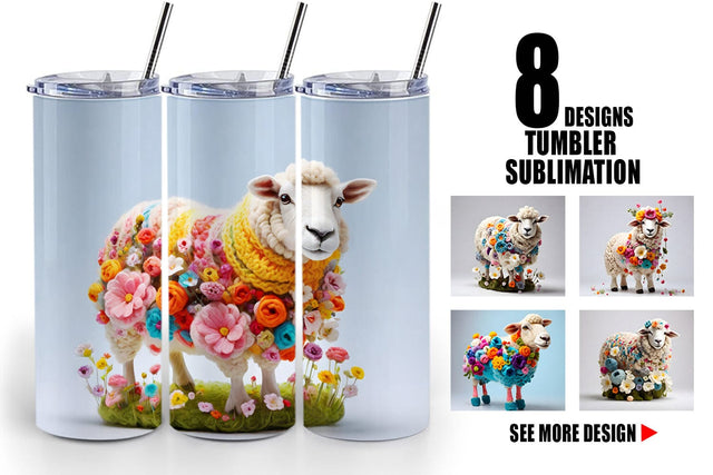 Tumbler Wrap Sheep Easter Embroidery Sublimation artnoy 