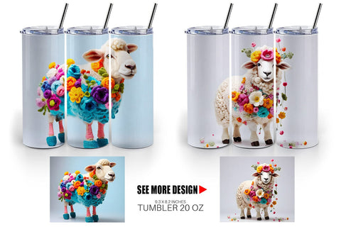 Tumbler Wrap Sheep Easter Embroidery Sublimation artnoy 