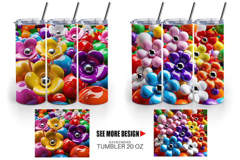 Tumbler Wrap Shiny 3D Flowers Sublimation artnoy 
