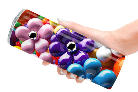 Tumbler Wrap Shiny 3D Flowers Sublimation artnoy 