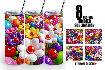 Tumbler Wrap Shiny 3D Flowers Sublimation artnoy 