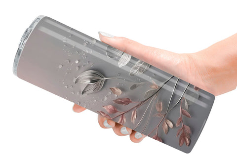 Tumbler Wrap Silver and Pink Plants Sublimation artnoy 