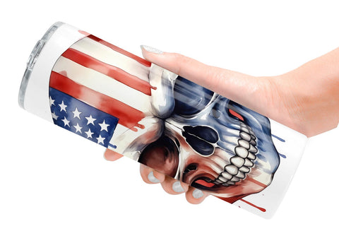 Tumbler Wrap Skull 4th of July Sublimation artnoy 