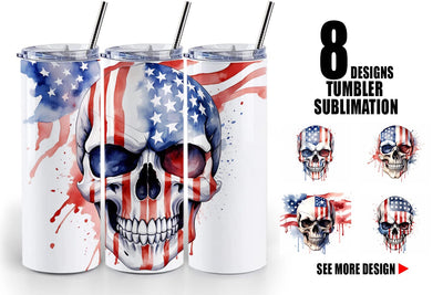 Tumbler Wrap Skull 4th of July Sublimation artnoy 