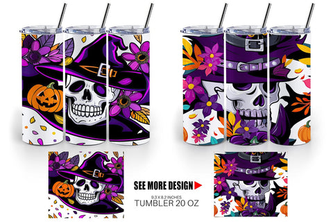 Tumbler Wrap Skull Pattern Sublimation artnoy 