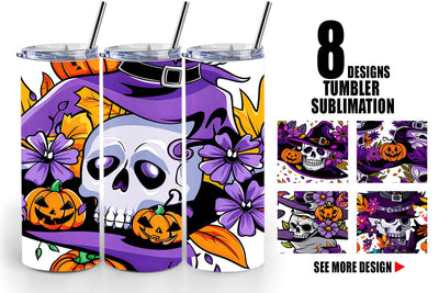 Tumbler Wrap Skull Pattern Sublimation artnoy 