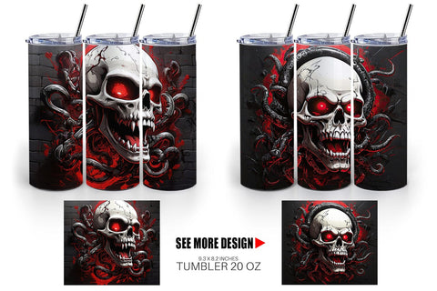 Tumbler Wrap Skull with Tentacles Sublimation artnoy 