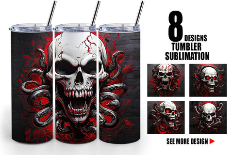 Tumbler Wrap Skull with Tentacles Sublimation artnoy 