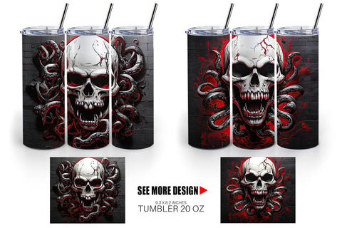Tumbler Wrap Skull with Tentacles Sublimation artnoy 