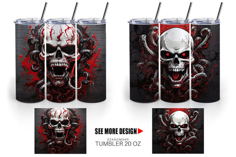 Tumbler Wrap Skull with Tentacles Sublimation artnoy 