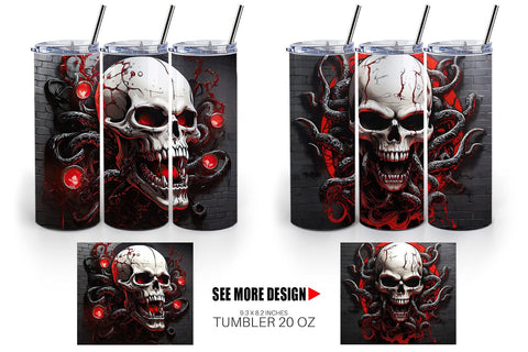 Tumbler Wrap Skull with Tentacles Sublimation artnoy 