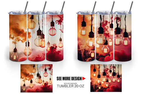 Tumbler Wrap Smoke and Light Bulbs Sublimation artnoy 