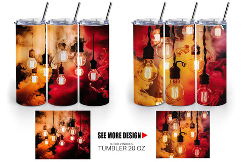 Tumbler Wrap Smoke and Light Bulbs Sublimation artnoy 