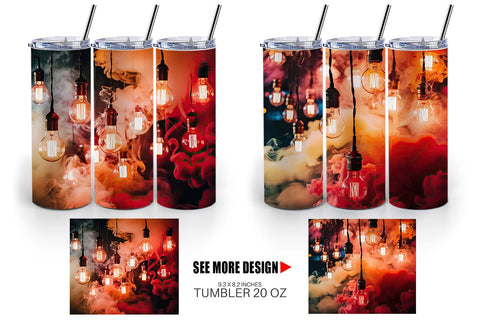 Tumbler Wrap Smoke and Light Bulbs Sublimation artnoy 