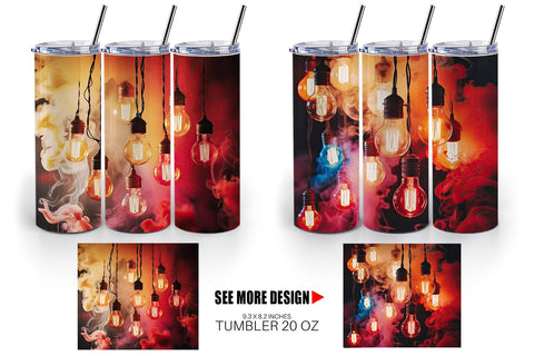 Tumbler Wrap Smoke and Light Bulbs Sublimation artnoy 