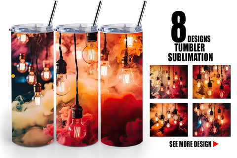 Tumbler Wrap Smoke and Light Bulbs Sublimation artnoy 