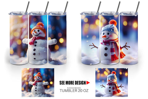 Tumbler Wrap Snowman Christmas Sublimation artnoy 