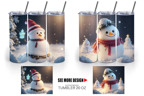 Tumbler Wrap Snowman Christmas Sublimation artnoy 