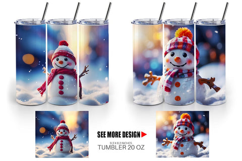 Tumbler Wrap Snowman Christmas Sublimation artnoy 