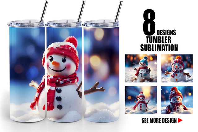 Tumbler Wrap Snowman Christmas Sublimation artnoy 