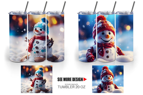 Tumbler Wrap Snowman Christmas Sublimation artnoy 
