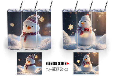 Tumbler Wrap Snowman Christmas Sublimation artnoy 