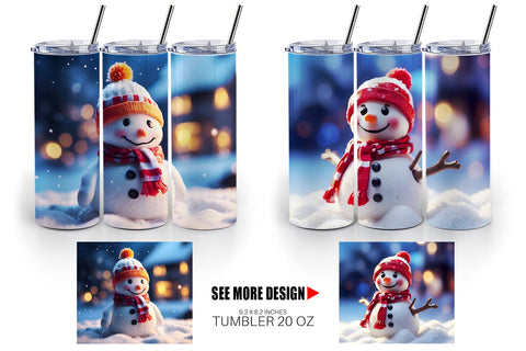 Tumbler Wrap Snowman Christmas Sublimation artnoy 