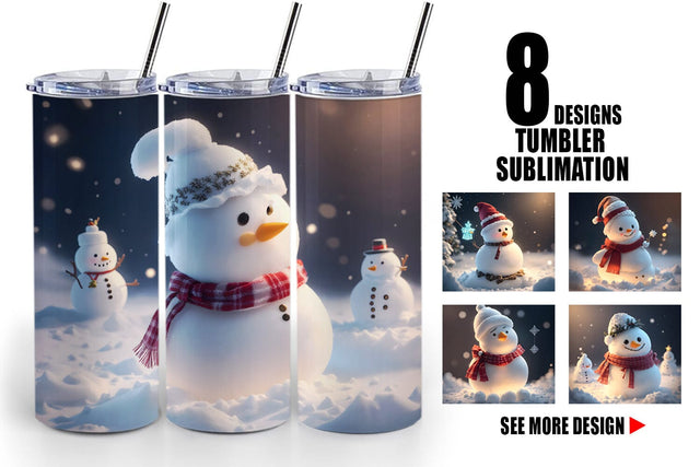 Tumbler Wrap Snowman Christmas Sublimation artnoy 