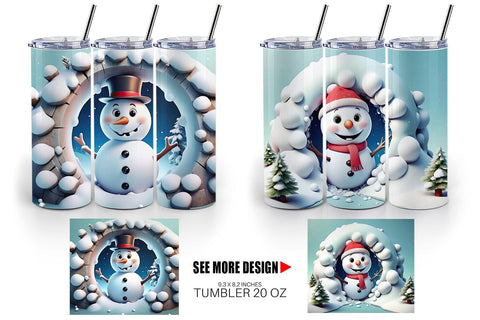 Tumbler Wrap Snowman Sublimation artnoy 