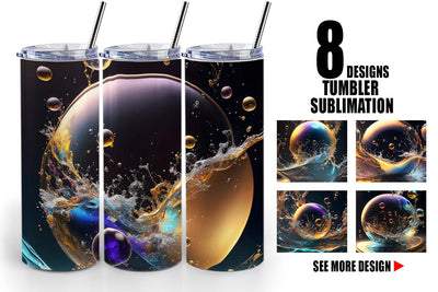 Tumbler Wrap Splashing Bubbles Sublimation artnoy 
