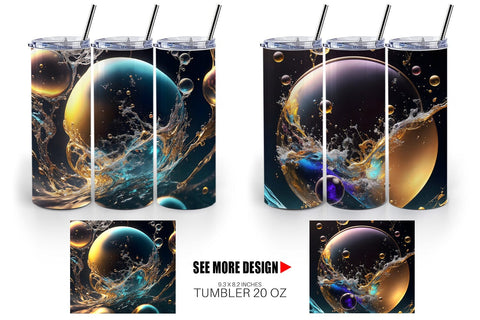 Tumbler Wrap Splashing Bubbles Sublimation artnoy 