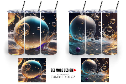 Tumbler Wrap Splashing Bubbles Sublimation artnoy 