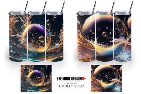 Tumbler Wrap Splashing Bubbles Sublimation artnoy 