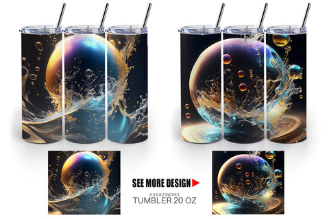 Tumbler Wrap Splashing Bubbles Sublimation artnoy 