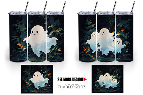 Tumbler Wrap Spooky Halloween Ghosts Sublimation artnoy 