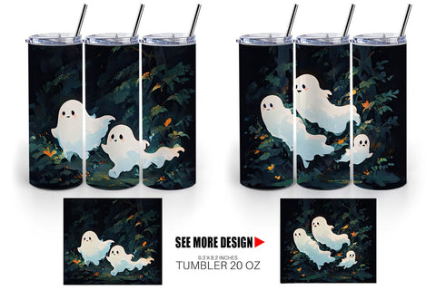 Tumbler Wrap Spooky Halloween Ghosts Sublimation artnoy 