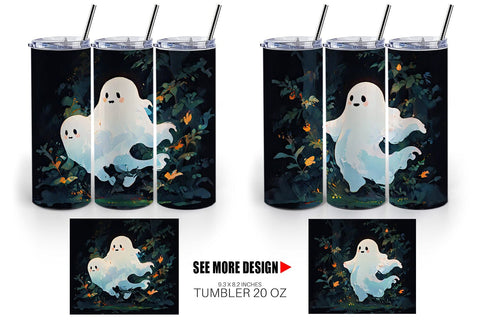 Tumbler Wrap Spooky Halloween Ghosts Sublimation artnoy 
