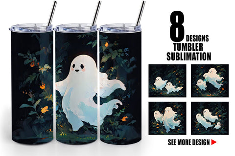Tumbler Wrap Spooky Halloween Ghosts Sublimation artnoy 