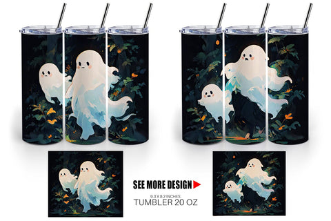 Tumbler Wrap Spooky Halloween Ghosts Sublimation artnoy 